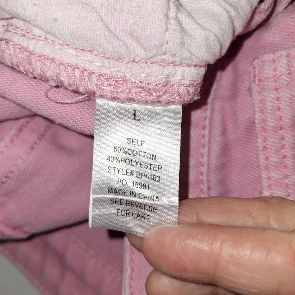 Pink‎ Denim Jeans High Waisted Wide Leg Y2K Bubblegum Sassy Shortcake L Large